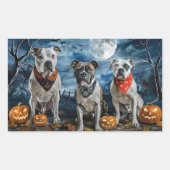 Sticker Rectangulaire American Staffordshire Halloween Éffrayant (Devant)