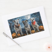 Sticker Rectangulaire American Staffordshire Halloween Éffrayant (Enveloppe)