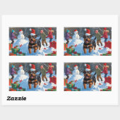 Sticker Rectangulaire American Staffordshire Noël Festive Neige (Feuille)