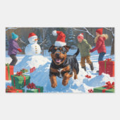 Sticker Rectangulaire American Staffordshire Noël Festive Neige (Devant)