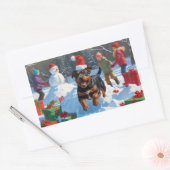 Sticker Rectangulaire American Staffordshire Noël Festive Neige (Enveloppe)