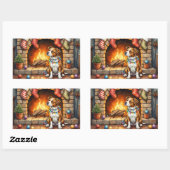 Sticker Rectangulaire American Staffordshire Terrier Christmas Lights (Feuille)