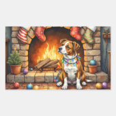 Sticker Rectangulaire American Staffordshire Terrier Christmas Lights (Devant)
