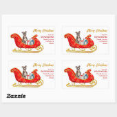 Sticker Rectangulaire American Staffordshire Terrier Christmas Sleigh (Feuille)