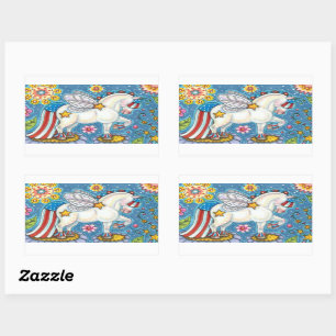 Sticker Rectangulaire AMÉRICANA WHIMSYNICKER PATRIOTIQUE PONY Imaginaire