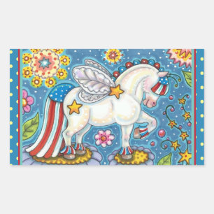 Sticker Rectangulaire AMÉRICANA WHIMSYNICKER PATRIOTIQUE PONY Imaginaire