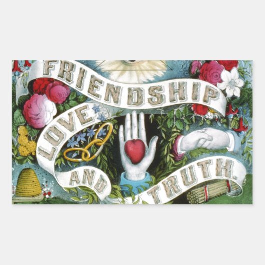 Sticker Rectangulaire Amitié, amour et vérité (Devant)