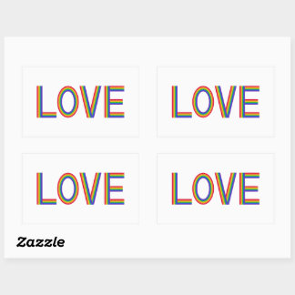 Sticker Rectangulaire Amour arc-en-ciel
