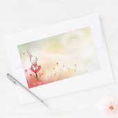 Sticker Rectangulaire Amour Coeurs Bunny (Enveloppe)