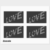 Sticker Rectangulaire AMOUR dans les lumières, Marque, signe, (Feuille)
