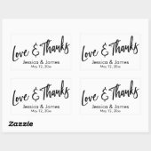 Sticker Rectangulaire Amour Décontracté simple & Merci Noir & Blanc (Feuille)