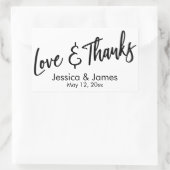 Sticker Rectangulaire Amour Décontracté simple & Merci Noir & Blanc (Sac)