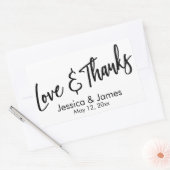 Sticker Rectangulaire Amour Décontracté simple & Merci Noir & Blanc (Enveloppe)