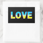 Sticker Rectangulaire AMOUR en bleu et jaune sur socle noir avec l'Ukrai (Sac)