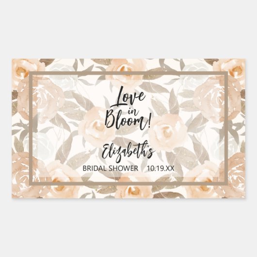 Sticker Rectangulaire Amour en fleurs Floral Rustique aux Pêches (Devant)
