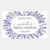 Sticker Rectangulaire Amour et Lavande | Élégant Faveur de Remerciement (Devant)