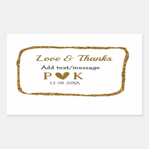Sticker Rectangulaire Amour et remerciements ajoutent le nom du couple n