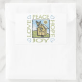 Sticker Rectangulaire Amour, Paix, Espoir, Joie (Sac)