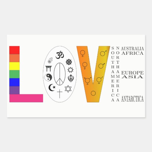 Sticker Rectangulaire Amour universel (Devant)