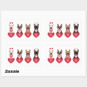 Sticker Rectangulaire Amour Valentine Bulldogs (Feuille)