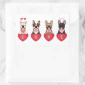 Sticker Rectangulaire Amour Valentine Bulldogs (Sac)