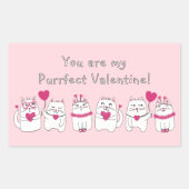 Sticker Rectangulaire Amoureux de les chats mignons Saint Valentin rose (Devant)