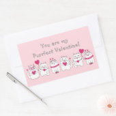 Sticker Rectangulaire Amoureux de les chats mignons Saint Valentin rose (Enveloppe)