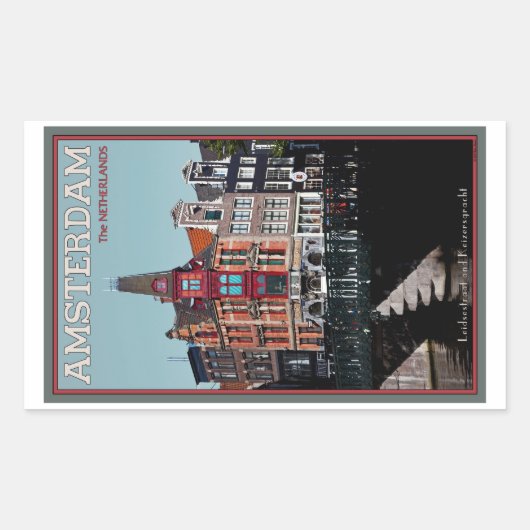 Sticker Rectangulaire Amsterdam - Leidsestraat - Keizersgracht (Devant)