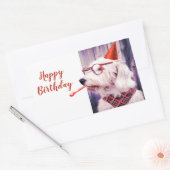 Sticker Rectangulaire Amusant Joyeux anniversaire mignon chien fête (Enveloppe)