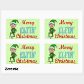 Sticker Rectangulaire Amusant Joyeux Elfin Noël Bah Humbug (Feuille)