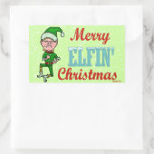 Sticker Rectangulaire Amusant Joyeux Elfin Noël Bah Humbug (Sac)