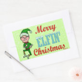 Sticker Rectangulaire Amusant Joyeux Elfin Noël Bah Humbug (Enveloppe)