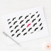 Sticker Rectangulaire Amusante Fille Rose Et Noir Motif Mustache (Enveloppe)