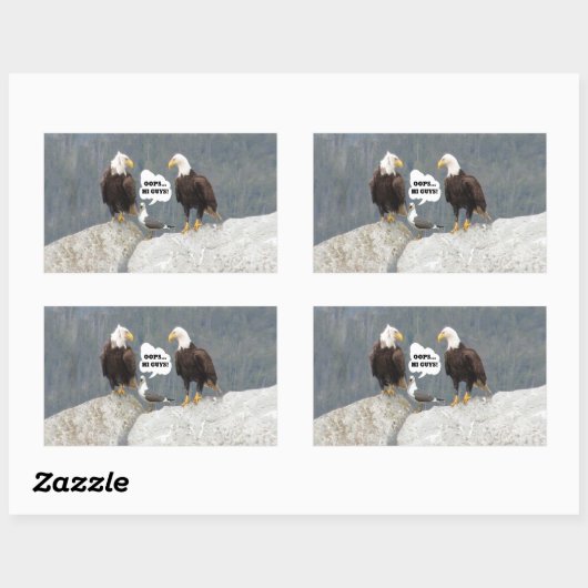 Sticker Rectangulaire Amusants aigles et mouettes (Feuille)