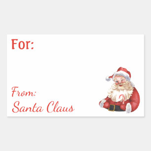 Sticker Rectangulaire Amusement de Santa Claus personnalisé NOM rectangl