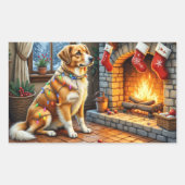 Sticker Rectangulaire Anatolian Shepherd Fireplace with Christmas Lights (Devant)