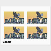 Sticker Rectangulaire Ancien Stonehenge & Rook Cadeau Corvid-lover (Feuille)
