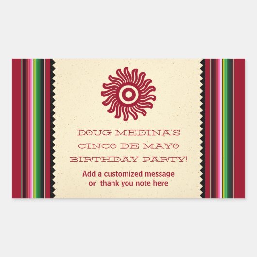 Sticker Rectangulaire Ancien Sun mexicain Serape (Devant)