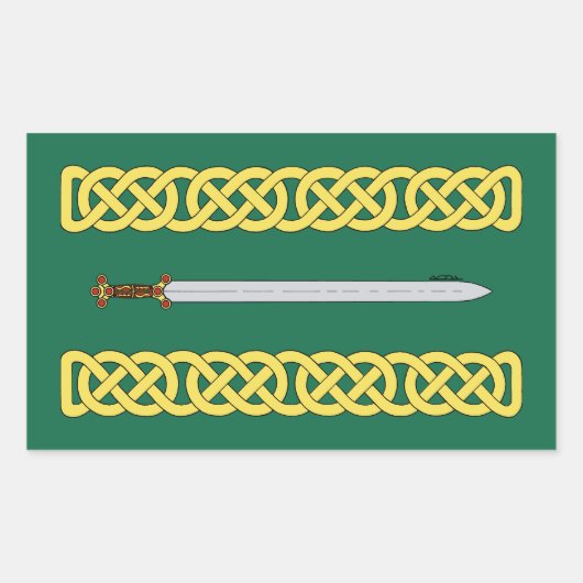 Sticker Rectangulaire Ancienne épée celtique et réseau (Devant)