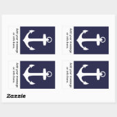Sticker Rectangulaire Ancre blanche sur l'Arrière - plan bleu marine (Feuille)