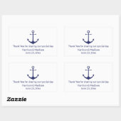 Sticker Rectangulaire ancre nautique mariage marine bleu blanc faveurs (Feuille)