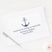 Sticker Rectangulaire ancre nautique mariage marine bleu blanc faveurs (Enveloppe)