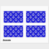 Sticker Rectangulaire Ancres blanches sur Arrière - plan bleu (Feuille)