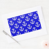 Sticker Rectangulaire Ancres blanches sur Arrière - plan bleu (Enveloppe)