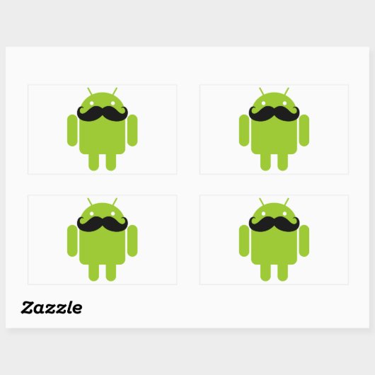 Sticker Rectangulaire Android Robot Moustache (Feuille)