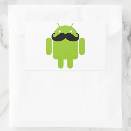 Sticker Rectangulaire Android Robot Moustache (Sac)