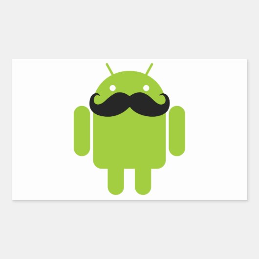 Sticker Rectangulaire Android Robot Moustache (Devant)
