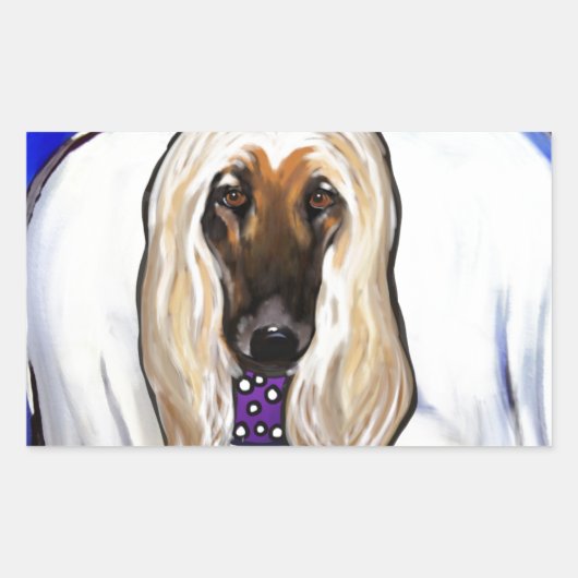 Sticker Rectangulaire Ange Afghan Hound (Devant)