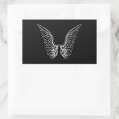 Sticker Rectangulaire Ange blanc ailes sur Arrière - plan noir (Sac)