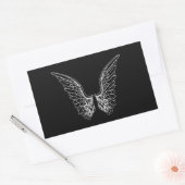 Sticker Rectangulaire Ange blanc ailes sur Arrière - plan noir (Enveloppe)
